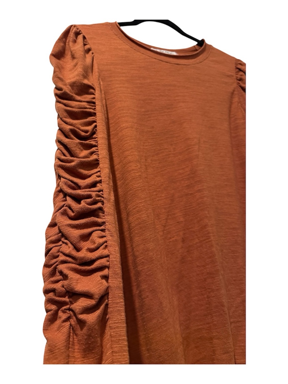 We The Free Ruched-Detail Long Sleeve Top in Rust Orange - Picture 4 of 5